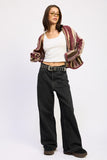 Women’s Color Mixed Striped Open Front Cardigan Top | Zarnesh