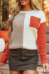 Women’s Colorblock Patch Pocket Drop Shoulder Sweater | Zarnesh