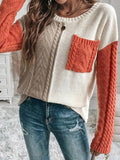 Women’s Colorblock Pullover Cable Knit Sweater | Zarnesh