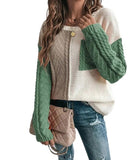 Women’s Colorblock Pullover Cable Knit Sweater | Zarnesh