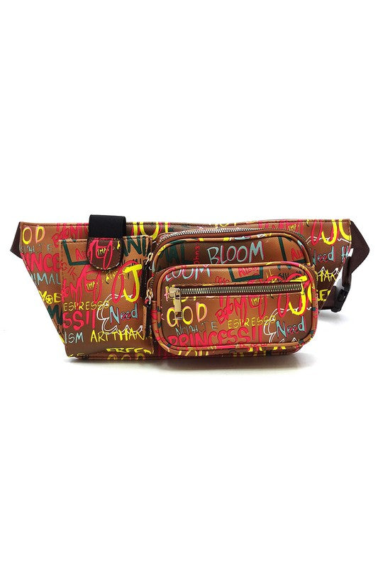 Women’s Colorful Graffiti Print Fanny Pack Bag | Zarnesh