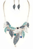 Women's Colorful Leaf Metal Leaf Statement Necklace Set | Zarnesh