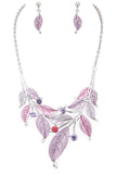 Women's Colorful Leaf Metal Leaf Statement Necklace Set | Zarnesh