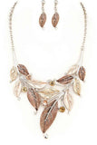 Women's Colorful Leaf Metal Leaf Statement Necklace Set | Zarnesh