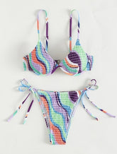 Women's Colorful Smocked Underwire Two-piece Bikini Set | Zarnesh