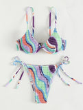 Women's Colorful Smocked Underwire Two-piece Bikini Set | Zarnesh