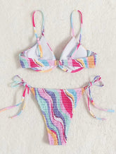 Women's Colorful Smocked Underwire Two-piece Bikini Set | Zarnesh
