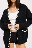 Women’s Contrast Trim Buttons Cardigan | Zarnesh