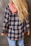 Women’s Contrast Hooded Drawstring Plaid Shacket | Zarnesh