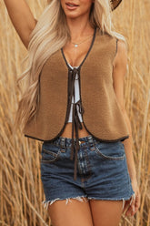 Women’s Contrast Sherpa Fleece Tie-Front Vest | Zarnesh