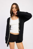 Women’s Contrast Trim Buttons Cardigan | Zarnesh