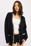 Women’s Contrast Trim Buttons Cardigan | Zarnesh