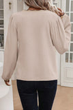 Women’s Contrast V-Neck Scalloped Trim Long Sleeve Blouse | Zarnesh