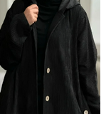 Women’s Corduroy Button Down Hooded Long Jacket | Zarnesh