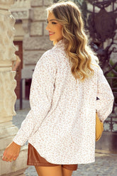 Women’s Corduroy Leopard Flap Pockets Button-Up Shacket | Zarnesh