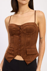 Women’s Corset Inspired Button Back Lace Up Top | Zarnesh