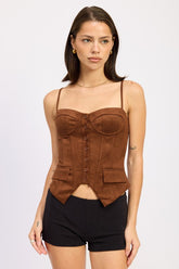 Women’s Corset Inspired Button Back Lace Up Top | Zarnesh