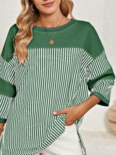 Women's Cotton Stripe Color Block Half Quarter Sleeve Top | Zarnesh