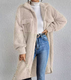 Women’s Long Plush Sherpa Fleece Button Up Teddy Jacket | Zarnesh