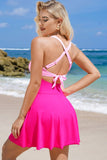 Women’s Crisscross Colorblock Tied Flared Swim Dress | Zarnesh