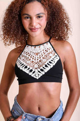 Women's Crochet Lace High Neck Bralette | Zarnesh