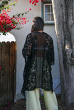 Women Crochet Floral Lace Texture Ankle Length One Size Kimono Zarnesh