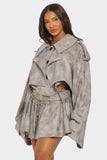 Women’s Cropped Belted Trench Set Outfit Jacket | Zarnesh