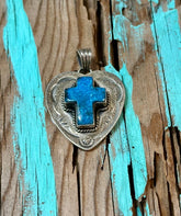 Women’s Cross Turquoise & Sterling Silver Heart Pendant | Zarnesh