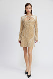 Women’s Crushed Velvet Long Sleeve Mini Suede Dress | Zarnesh