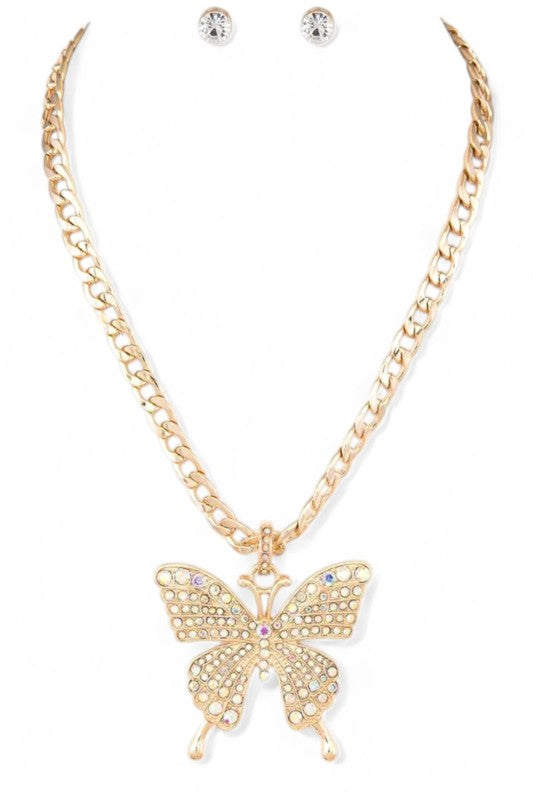 Women’s Crystal Butterfly Statement Necklace Set | Zarnesh