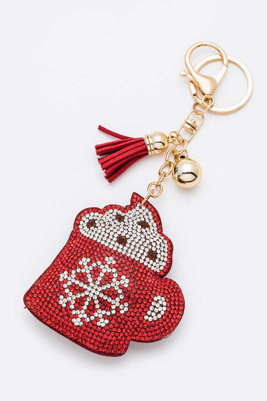 Women’s Crystal Christmas Rhinestone Hot Cocoa Pillow Keychain | Zarnesh