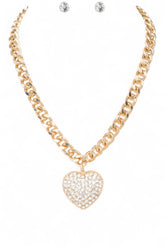 Women’s Crystal Heart Pendant Necklace Set | Zarnesh