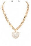 Women’s Crystal Heart Pendant Necklace Set | Zarnesh