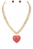 Women’s Crystal Heart Pendant Necklace Set | Zarnesh