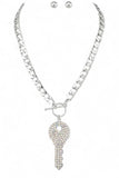 Women’s Crystal Key Pendant Necklace Set | Zarnesh