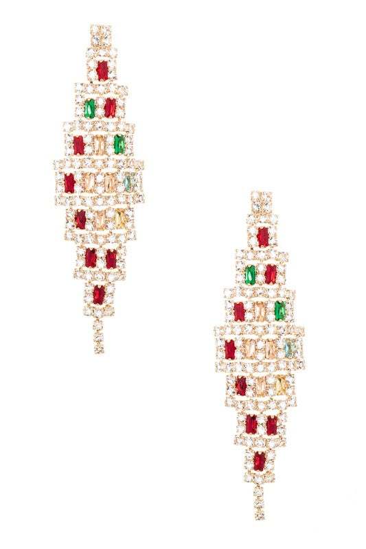 Women’s Crystal Layer Rhombus Chandelier Earrings | Zarnesh