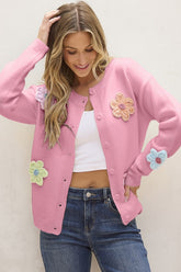 Women Cute Flower Pattern Button-Up Cardigan | Zarnesh