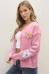 Women Cute Flower Pattern Button-Up Cardigan | Zarnesh