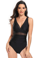 Women’s Spring Beach Deep V One Piece Lace Trim Swimsuit | Zarnesh