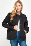 Women’s Denim Jacket with Fitted Cuffs Hem Fleece Hoodie | Zarnesh