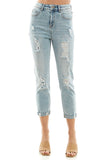 Women’s Destructed Ripped High Waist Cuffed Jeans | Zarnesh