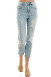 Women’s Destructed Ripped High Waist Cuffed Jeans | Zarnesh