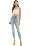 Women’s Destructed Ripped High Waist Cuffed Jeans | Zarnesh