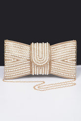 Women's Elegant Pearl Studded Bow Tie Evening Clutch Bag | Zarnesh