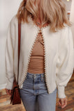 Women’s Embellished Pearl Open-Front Cardigan | Zarnesh