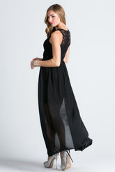 Women’s Evening Chiffon Overlay Lace High-Low Mini Dress | Zarnesh