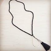 Women’s Faceted Midnight Gilded Lariat Long Tassel Necklace | Zarnesh