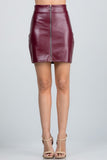 Women’s Faux Leather Functional Front Zipper Mini Skirt | Zarnesh