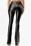 Women’s Faux Leather High-Waisted Flare-Leg Pants | Zarnesh