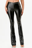 Women’s Faux Leather High-Waisted Flare-Leg Pants | Zarnesh